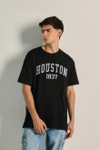 Camiseta college de Houston unicolor oversize manga corta