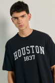 Camiseta college de Houston unicolor oversize manga corta