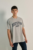 Camiseta college de Houston unicolor oversize manga corta