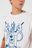 Camiseta manga corta crema con arte de Scooby-Doo