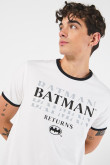 Camiseta de Batman crema manga corta con contrastes