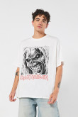 Camiseta de Iron Maiden manga corta crema oversize