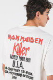 Camiseta de Iron Maiden manga corta crema oversize