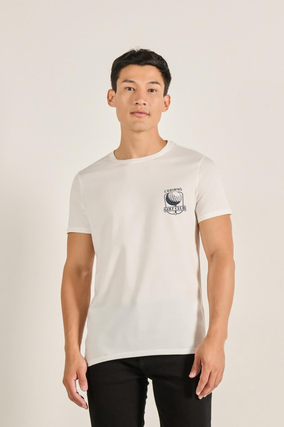 Camiseta college de golf unicolor con cuello redondo