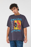 Camiseta de Guns N´ Roses gris oversize con cuello redondo