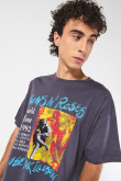 Camiseta de Guns N´ Roses gris oversize con cuello redondo