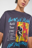 Camiseta de Guns N´ Roses gris oversize con cuello redondo