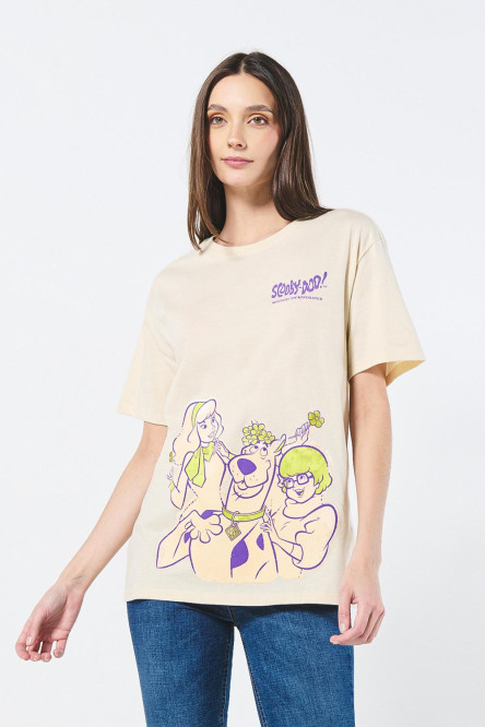 Camiseta kaki cuello redondo con diseño de Scooby-Doo