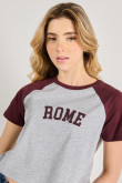 Camiseta college de Roma unicolor con manga ranglan corta