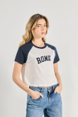 Camiseta college de Roma unicolor con manga ranglan corta