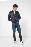 Chaqueta doble faz azul acolchada con cremallera