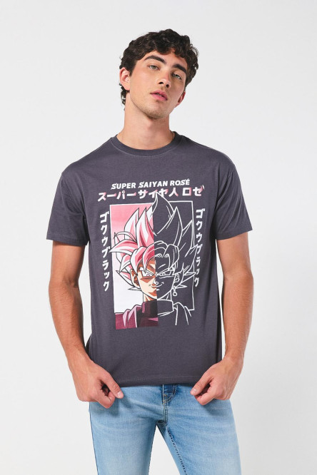 Camiseta manga corta gris intensa de Dragon Ball Super