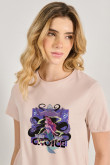 Camiseta manga corta unicolor con estampado de Ariel