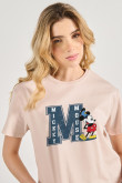 Camiseta unicolor crop top con estampado de Mickey