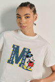 Camiseta unicolor crop top con estampado de Mickey