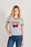 Camiseta de contrastes femenina de cherries