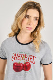 Camiseta de contrastes femenina de cherries