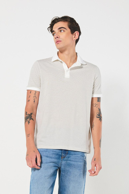 Camiseta Polo estampada con cuello y puños tejidos.