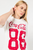 Camiseta unicolor para mujer manga corta estampada en frente de Coca-cola