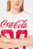 Camiseta unicolor para mujer manga corta estampada en frente de Coca-cola