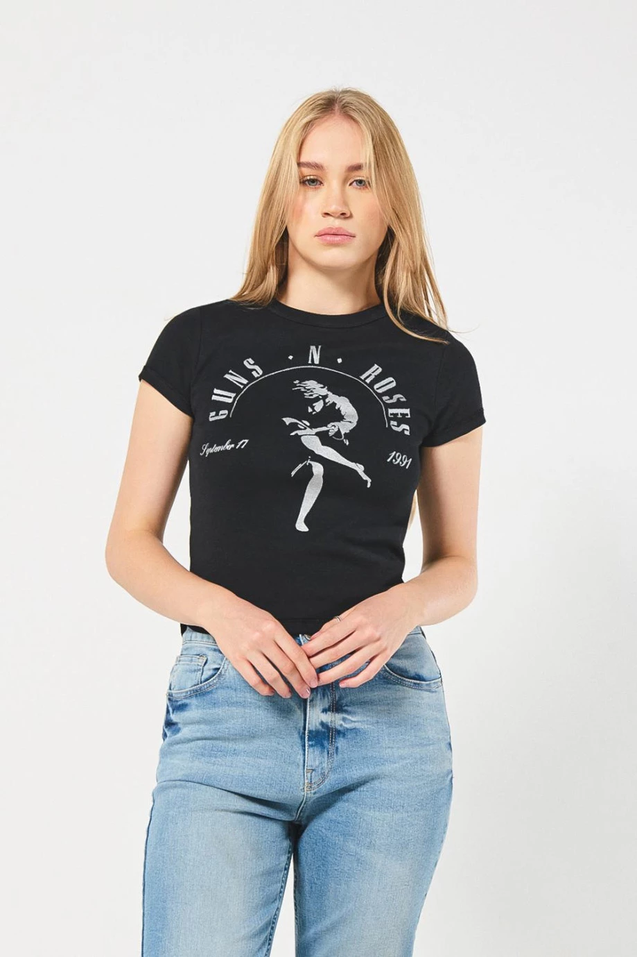 Camiseta en rib negra manga corta de Guns N´ Roses