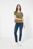 Jean jegging ajustado azul oscuro con bolsillos y tiro alto