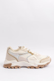 Tenis kakis de plataforma con relieve en suelas altas