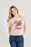 Camiseta unicolor crop top con estampado de pizza