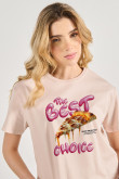 Camiseta unicolor crop top con estampado de pizza