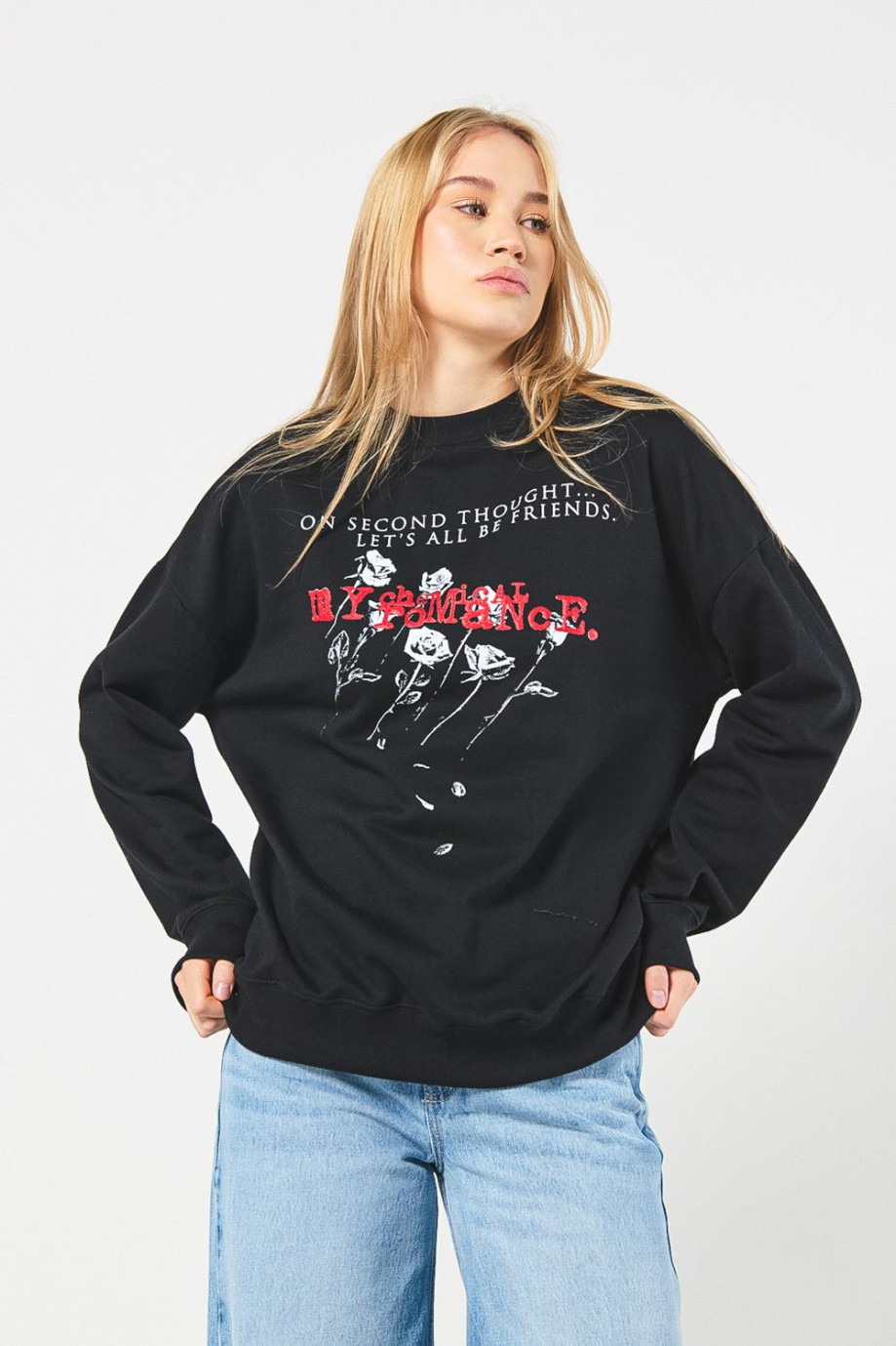 Buzo de My Chemical Romance negro oversize cuello redondo