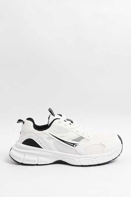 Tenis tipo deportivo color blanco con detalles en negro