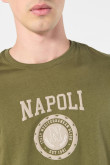 Camiseta verde oscura manga corta con arte college de Napoli