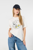 Camiseta unicolor para mujer manga corta estampada en frente de Snoopy