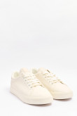 Tenis unicolores casuales con suela plana y texto estampado