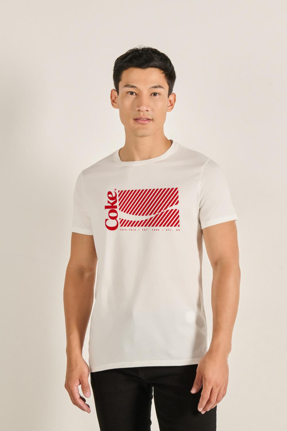 Camiseta manga corta unicolor en algodón de Coca-Cola