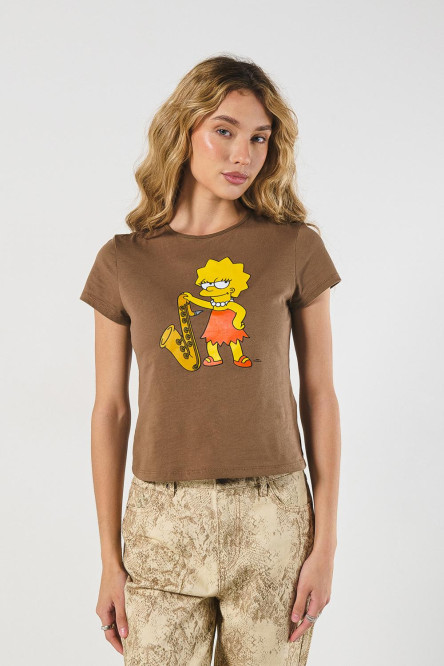 Camiseta en rib verde manga corta de Los Simpson