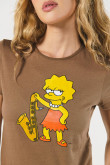 Camiseta en rib verde manga corta de Los Simpson
