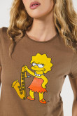 Camiseta en rib verde manga corta de Los Simpson