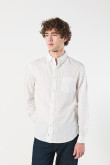 Camisa crema clara manga larga con estampados en mini print