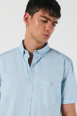 Camisa unicolor en algodón con cuello button down