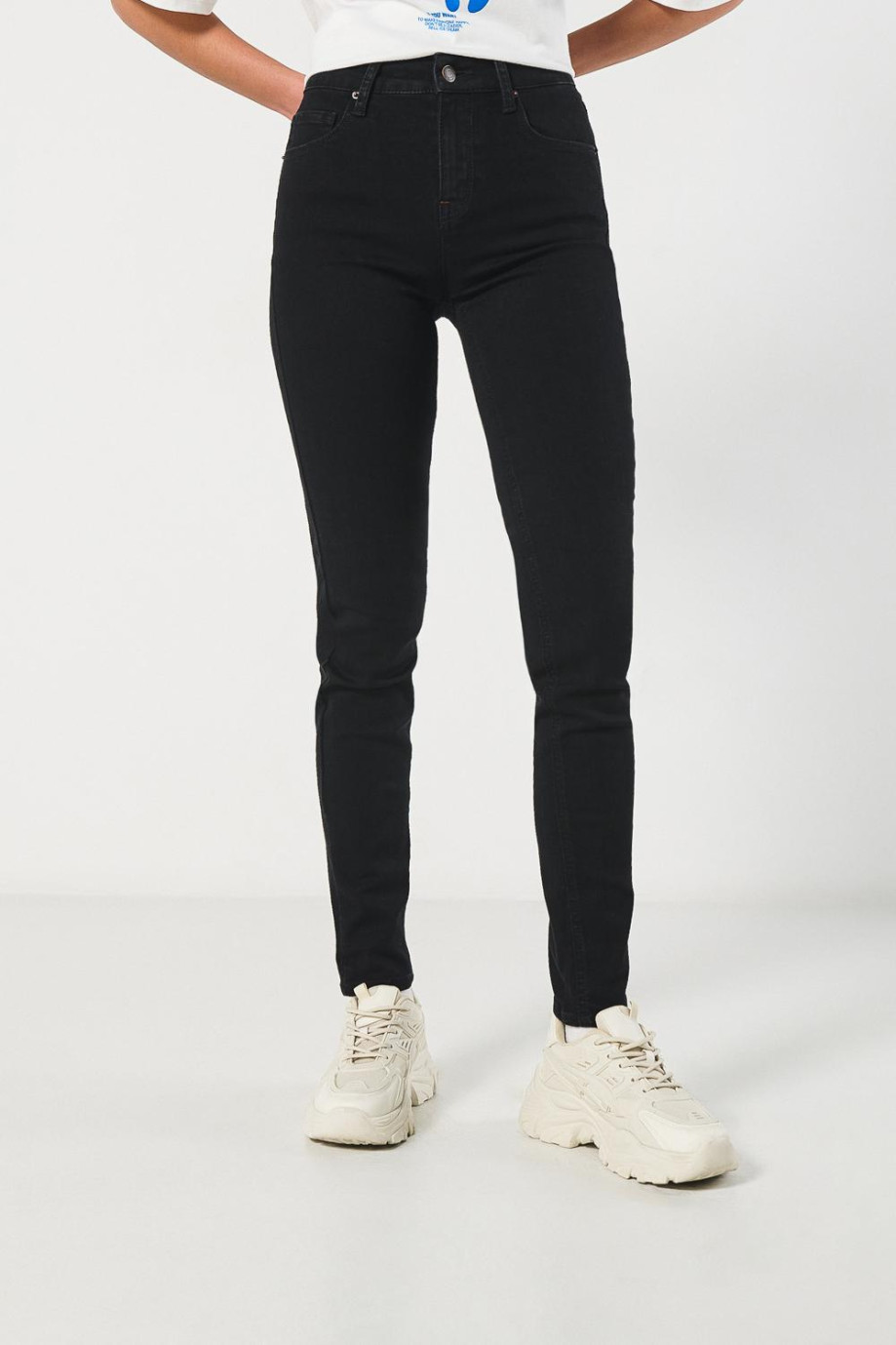 Jean Jegging tiro alto negro