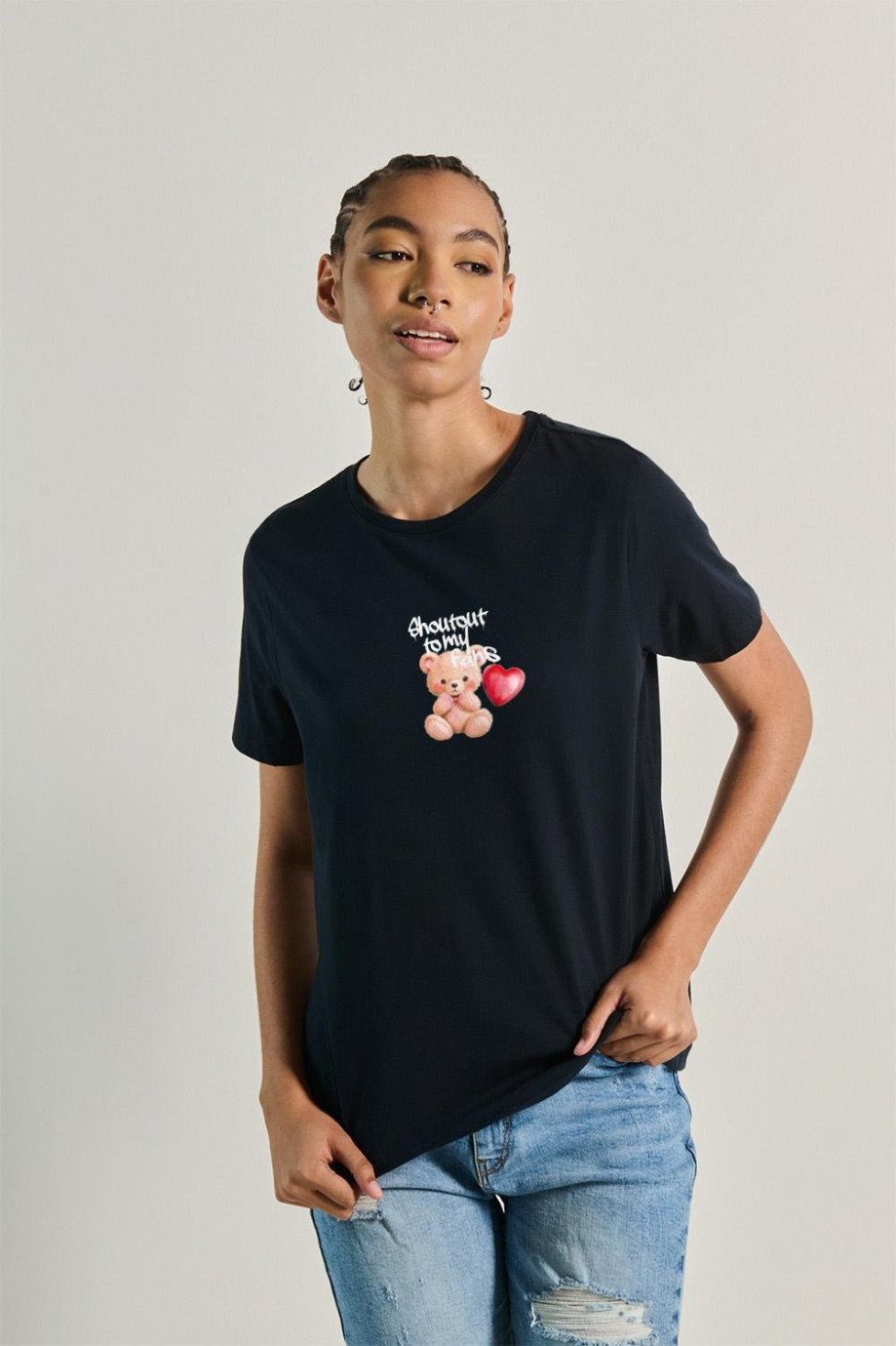 Camiseta manga corta de estampado de ositos