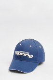 Gorra de beisbolera de color solido azul con bordado 3D.