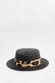 Sombrero Panamá negro con cinta estampada decorativa