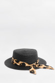 Sombrero Panamá negro con cinta estampada decorativa