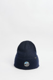 Gorro beanie, azul con bordado.