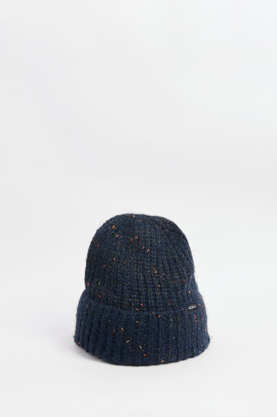 Gorro beanie, azul acanalado.