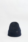 Gorro beanie, azul acanalado.