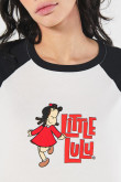 Camiseta de la pequeña Lulú crema con manga ranglan corta