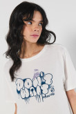 Camiseta unicolor para mujer manga corta estampada en frente y espalda